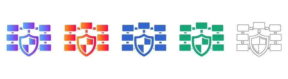 Data Security Shield Icons for Network Protection Stockillustratie