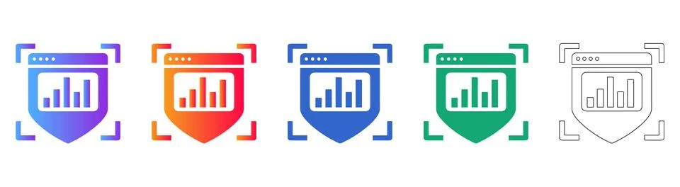 Data Security Shield Icons Set Stock Illustration