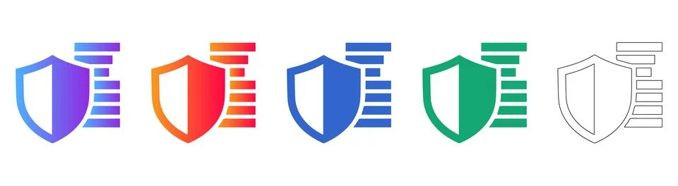 Data Security Shield Icons Set 스톡 일러스트