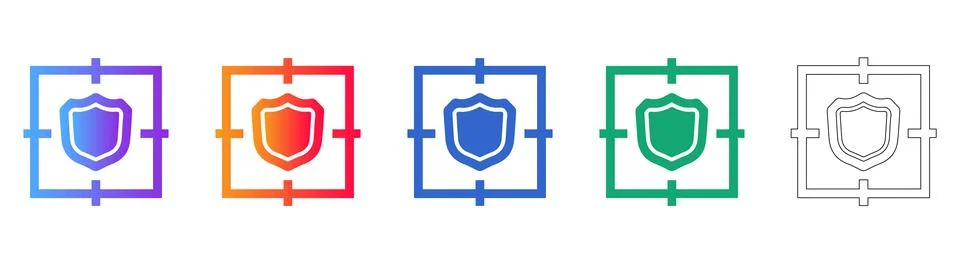 Data Security Shield Icons Set Illustrazione stock