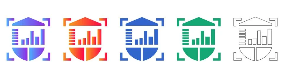 Data Security Shield Infographic Icon Set Illustrazione stock