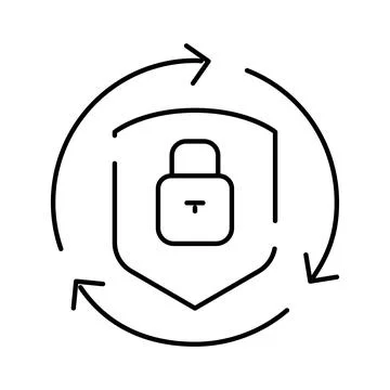 Data security shield protecting ongoing information cycle 스톡 일러스트