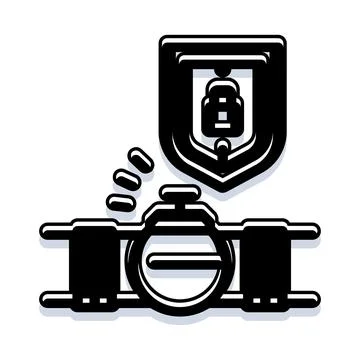 Data security shield protecting valuable information system Stock Illustration