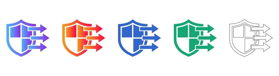 Data Security Shield Protection Icons Stock Illustration
