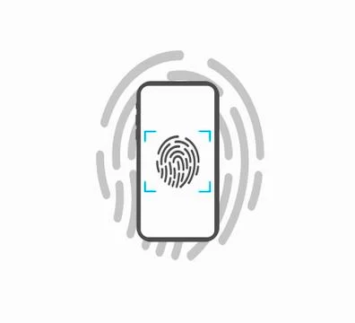 Data Security on Smartphone - Fingerprint Lock Vector Illustration Stock Illustration