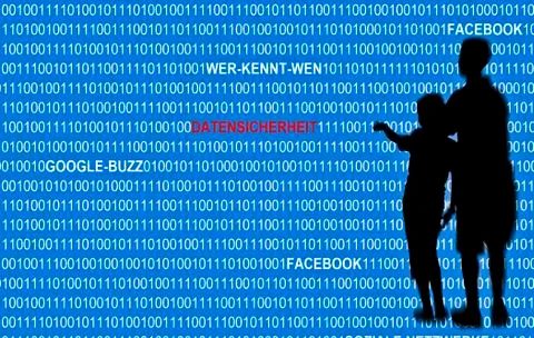 Data security in social networks on the internet, Google-Buzz, Facebook Illustrazione stock
