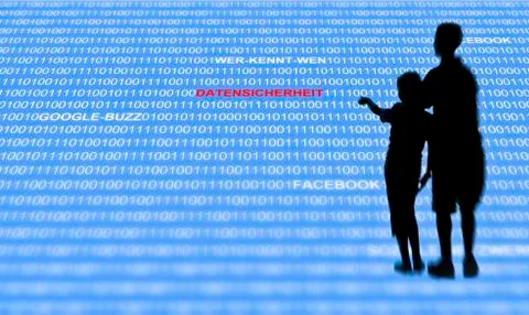 Data security in social networks on the internet, google-buzz, facebook, wer- Illustrazione stock