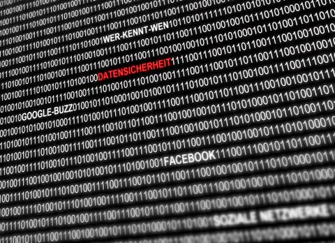 Data security in social networks on the internet, google-buzz, facebook, wer- Illustrazione stock