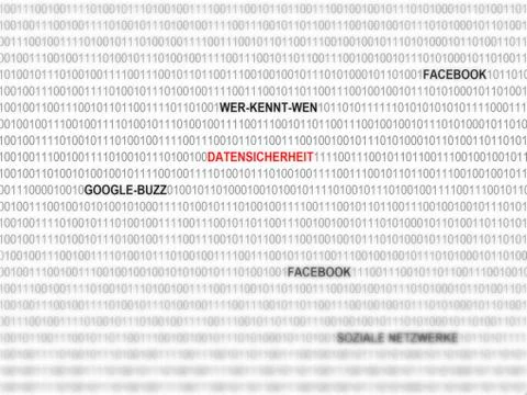 Data security in social networks on the internet, google-buzz, facebook, wer- Illustrazione stock