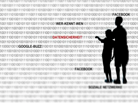 Data security in social networks on the internet, google-buzz, facebook, wer- Illustrazione stock