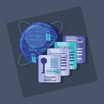 Data security with sphere planet Stock Illustration