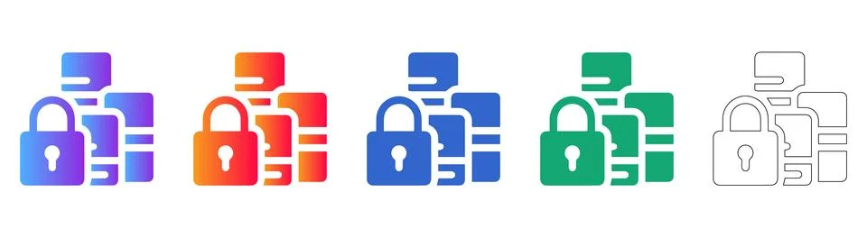 Data Security Storage Icon Set Illustrazione stock
