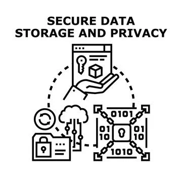 Data security storage privacy protecting information technology concept 스톡 일러스트
