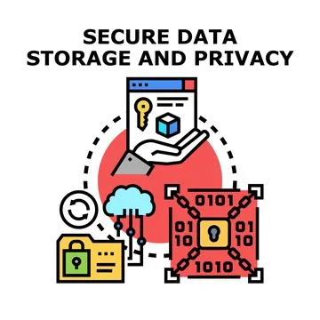 Data security storage privacy protecting information technology concept 스톡 일러스트