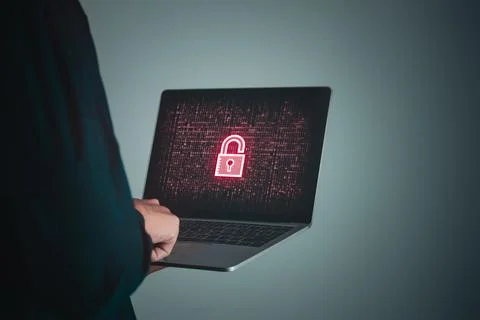 Data Security system concept, Business man is logging into system and secur.. Stock Photos