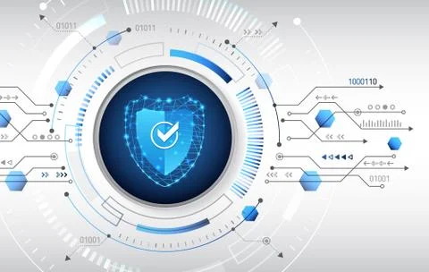 Data security system, information or network protection. Cyber security and d Stock Illustration
