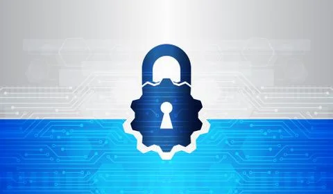 Data security system, information or network protection. Cyber security and d Illustrazione stock