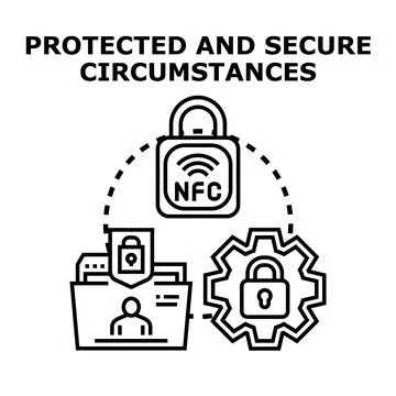 Data security system for protected circumstances concept Stock Illustration