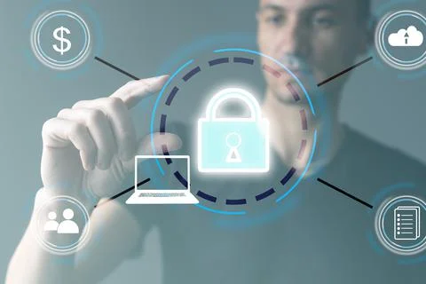 Data Security system Shield Protection Verification Stock Photos
