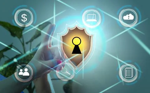 Data Security system Shield Protection Verification Stock Photos