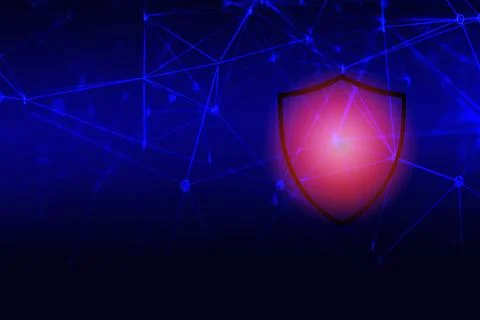 Data security systems computer with shield on data network for protect crim.. Foto stock