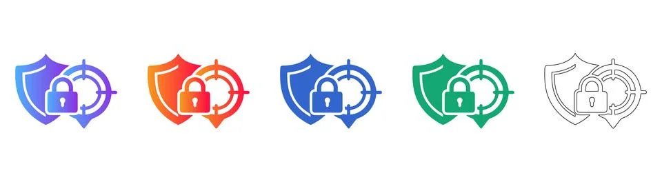 Data Security Target Icon Set Stock Illustration