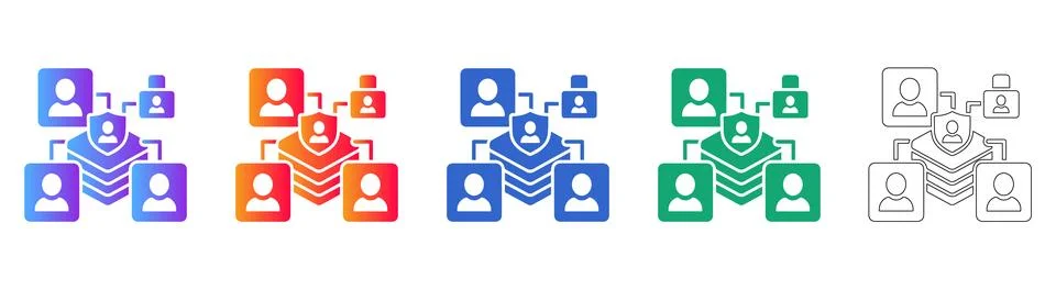 Data Security Team Structure Icon Set イラスト素材