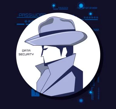 Data security technology with agent Stock Illustration