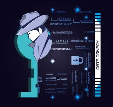 Data security technology with agent Stock Illustration