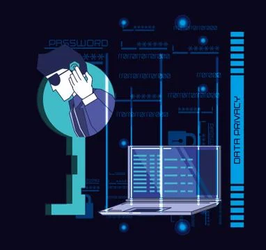 Data security technology with agent Stock Illustration