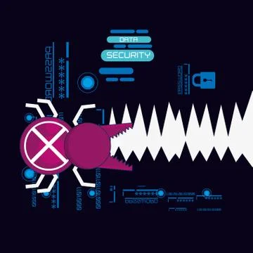 Data security technology with beetle Illustrazione stock