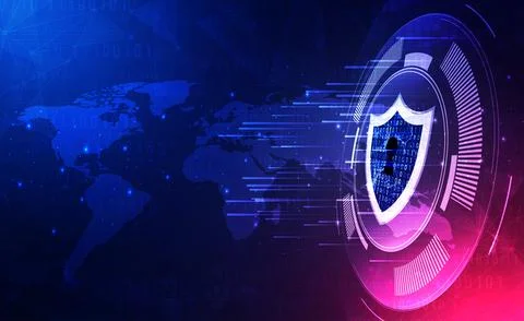 Data security technology blue background, Ai big data secure, crime hack digital Stock Illustration