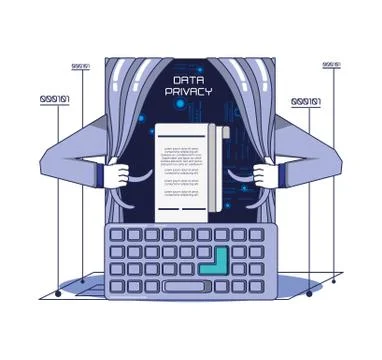 Data security technology with contract Stock Illustration