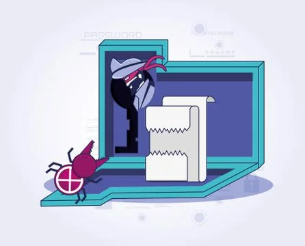Data security technology with contract Stock Illustration