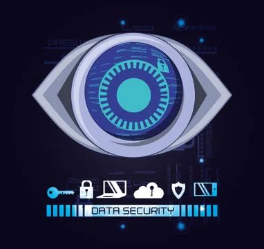 Data security technology with eye Illustrazione stock