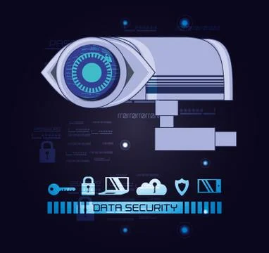 Data security technology with eye Illustrazione stock