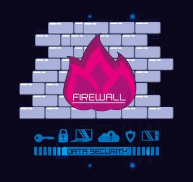 Data security technology with firewall Stock Illustration