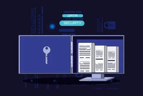 Data security technology icons Illustrazione stock