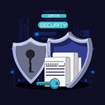 Data security technology icons Illustrazione stock