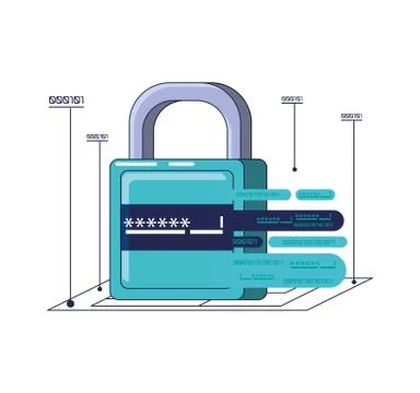 Data security technology icons Stock Illustration