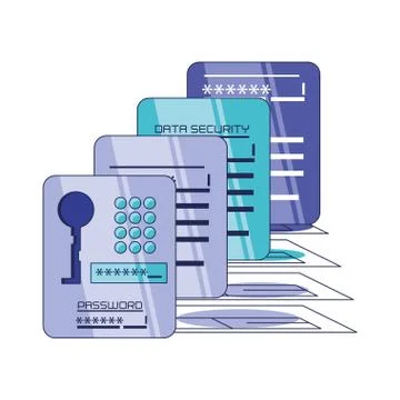 Data security technology icons Illustrazione stock