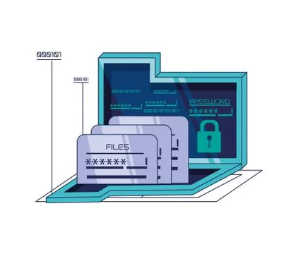 Data security technology icons Stock Illustration