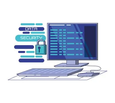 Data security technology icons Illustrazione stock