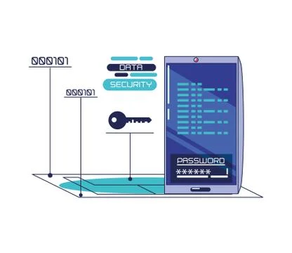 Data security technology icons Illustrazione stock