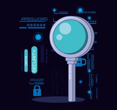 Data security technology with magnifying glass Stock Illustration