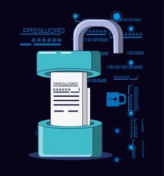 Data security technology with padlock Stock Illustration