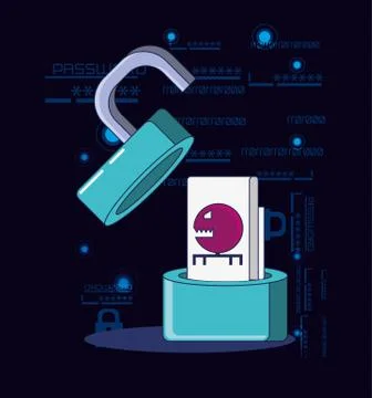 Data security technology with padlock Stock Illustration