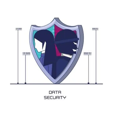 Data security technology set icons Stock Illustration