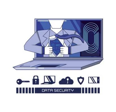 Data security technology set icons Stock Illustration