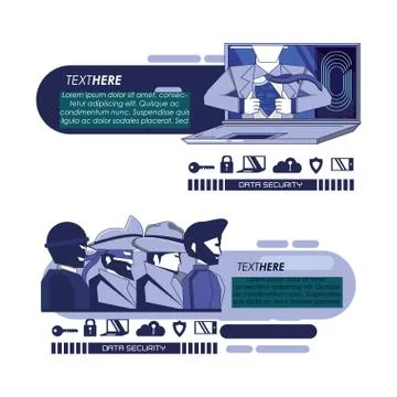 Data security technology set icons Illustrazione stock